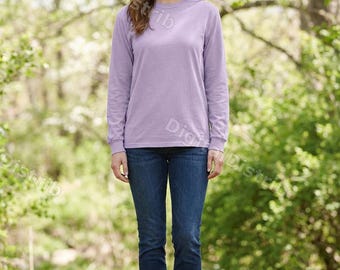 Maqueta de camiseta Orchid Comfort Colors 6014 / Manga larga, parte delantera y trasera (Descarga digital)