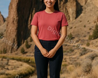 Vintage Red Bella Canvas T-Shirt Mockup | Men's Women's Front Back (Digital Download)
