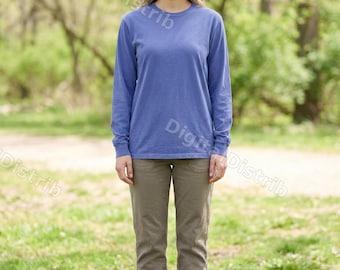 Maqueta de camiseta Comfort Colors 6014 color bígaro / Vistas frontal y trasera (descarga digital)