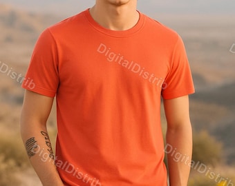 Paquete de maquetas Coral Bella Canvas 3001 / Maquetas de camisetas para hombre y mujer (parte delantera y trasera) / Plantilla de impresión bajo demanda (POD) para descarga digital