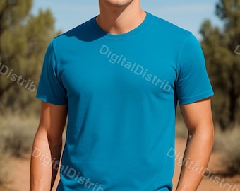 Paquete de maquetas Aqua Bella Canvas 3001 / Maquetas de camisetas para hombre y mujer (parte delantera y trasera) / Plantilla de impresión bajo demanda (POD) para descarga digital