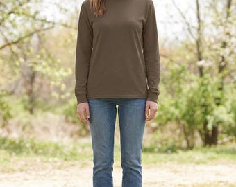 Maqueta de camiseta Chocolate Comfort Colors 6014 / Manga larga, parte delantera y trasera (Descarga digital)