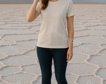 Vintage White Bella Canvas T-Shirt Mockup | Mens Womens Outdoor POD Template (Digital Download)