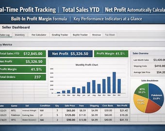TCGPlayer Seller Spreadsheet | Trading Card Inventory, Profit & Tax Dashboard (Digital Download)