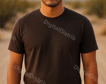 Paquete de maquetas de camisetas Brown Bella Canvas 3001 / Maquetas de camisetas para hombre y mujer (parte delantera y trasera) / Plantilla de impresión bajo demanda (POD) para descarga digital