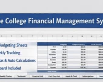 College Student Budget Planner Spreadsheet | Weekly Spending Log | Financial Aid & Loan Tracker | Excel Budget Dashboard for Students