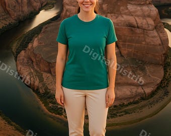 Teal Bella+Canvas 3001 Mockup | Men's Women's T-Shirt Mockups (Digital Download)