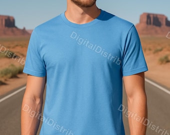 Paquete de maquetas Carolina Blue Bella Canvas 3001 / Maquetas de camisetas para hombre y mujer (parte delantera y trasera) / Plantilla de impresión bajo demanda (POD) para descarga digital