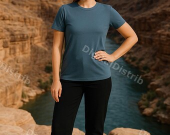 Steel Blue Bella+Canvas 3001 Mockup | Men's Women's T-Shirt Mockups (Digital Download)
