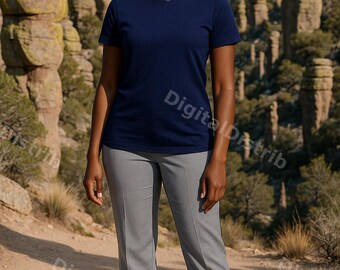 Team Navy Bella Canvas 3001 Mockup | Men's Women's T-Shirt Mockups (Digital Download)