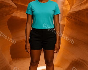 Turquoise Bella+Canvas 3001 Mockup | Men's Women's Front Back T-Shirt (Digital Download)