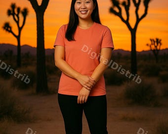 Sunset Bella Canvas 3001 Mockup | Desert Sunset T-Shirt Mockups (Digital Download)