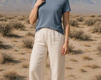 Vintage Denim Bella Canvas 3001 Mockup | Men's Women's T-Shirt (Digital Download)