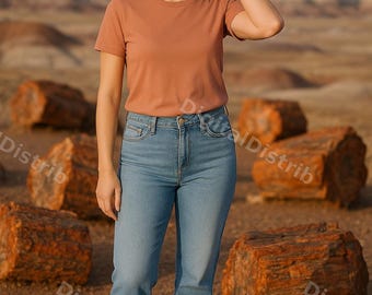 Terracotta Bella Canvas T-Shirt Mockup | Men's Women's Front Back (Digital Download)