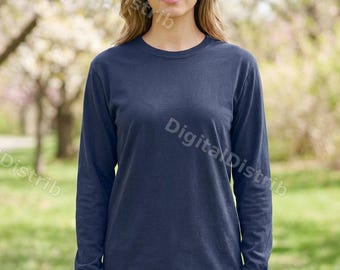 Maqueta de camiseta de manga larga Midnight Comfort Colors 6014 / Plantilla para impresión bajo demanda (descarga digital) para hombre y mujer