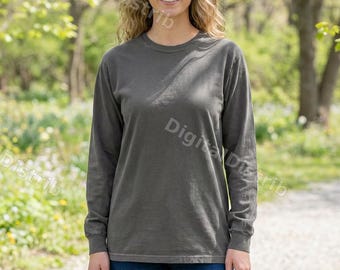 Maqueta de camiseta de manga larga Comfort Colors 6014 Pepper (Descarga digital)