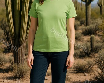 Spring Green Bella Canvas 3001 Mockup | Men's Women's T-Shirt (Digital Download)