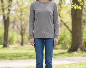 Maqueta de camiseta Granite Comfort Colors 6014 / Manga larga para hombre y mujer (descarga digital)