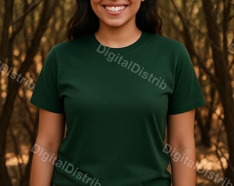 Paquete de maquetas Forest Bella Canvas 3001 / Maquetas de camisetas para hombre y mujer (parte delantera y trasera) / Plantilla de impresión bajo demanda (POD) para descarga digital