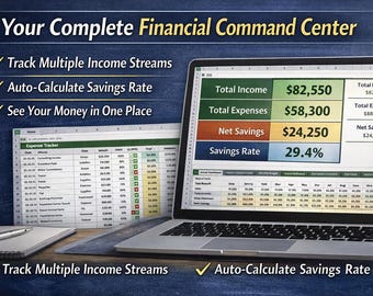 Multi-Stream Income Dashboard | Excel Budget Planner & Tax Estimator (Digital Download)