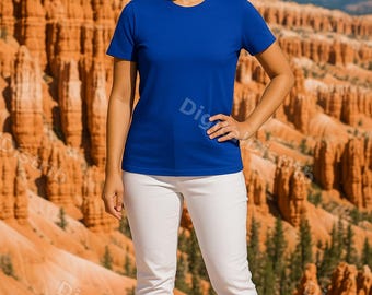 True Royal Bella+Canvas T-Shirt Mockup | Men's Women's Front Back (Digital Download)