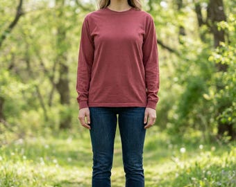 Maqueta de camiseta unisex Comfort Colors 6014 Chili de manga larga / Plantilla para impresión bajo demanda (descarga digital)