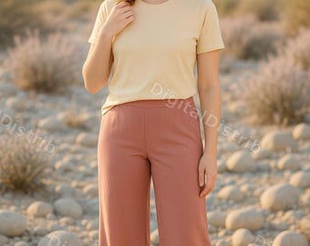 Soft Cream Bella Canvas T-Shirt Mockup | Mens Womens Front Back (Digital Download)