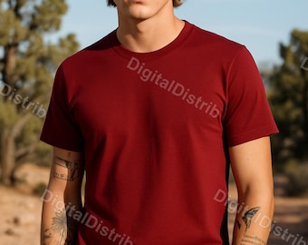 Paquete de maquetas Cardinal Bella Canvas 3001 / Maquetas de camisetas para hombre y mujer (parte delantera y trasera) / Plantilla de impresión bajo demanda (POD) para descarga digital