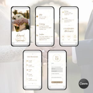 Digital Wedding Invitation with RSVP | Editable Canva Template | Modern Wedding Program