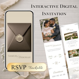 Interactive Wedding Website Invite with RSVP Form & Countdown | Digital Wedding Invitation Canva Template | Mobile Paperless Wedding Site