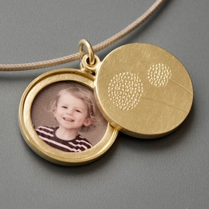 golden double locket with delicate dandelions image 1
