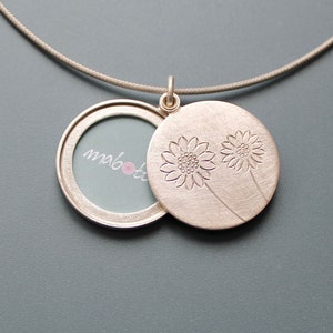 unique sunflower locket for one photo in sterling silver image 1