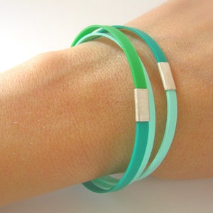 Green bracelet sterling silver and polypropylene image 1