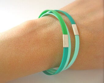 Green bracelet sterling silver and polypropylene