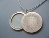 mabotte locket for one large photo - modern sterling silver picture locket - unique round photo pendant