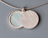 Unique and stylish locket for two pictures - modern sterling silver photo locket with grass design