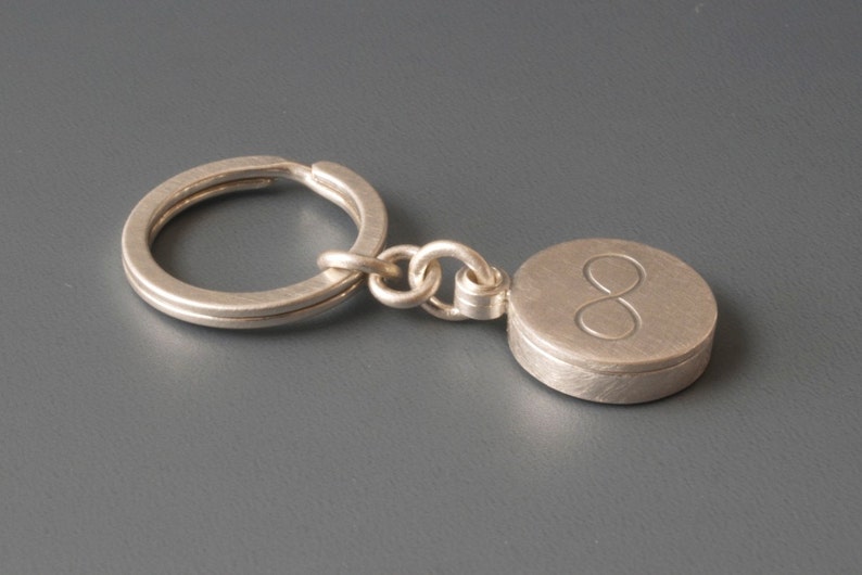 sterling silver keychain locket for one photo with infinity sign image 3