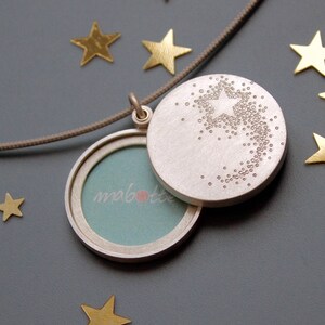 large locket for two photos in sterling silver with shooting star image 3