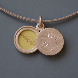 small sterling silver locket for two pictures with dainty flower image 4