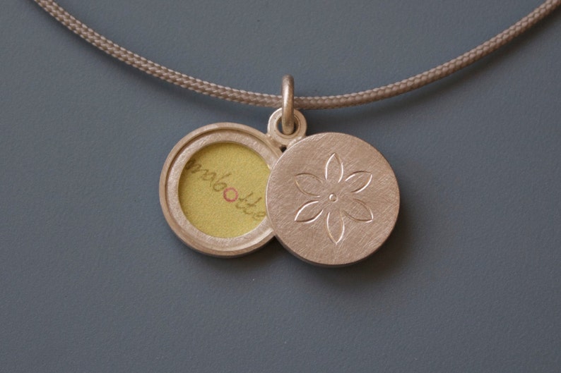 small sterling silver locket for two pictures with dainty flower image 4