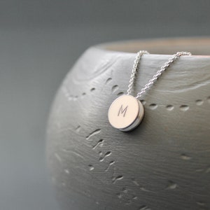 Minimalist initial pendant necklace in sterling silver image 1