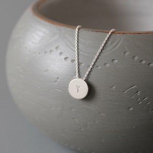 Minimalist initial pendant necklace in sterling silver image 2