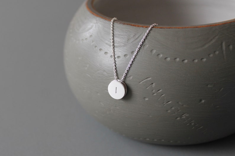 Minimalist initial pendant necklace in sterling silver image 3