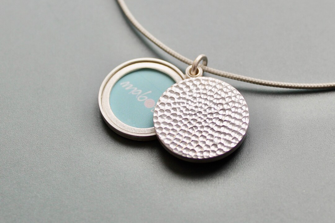 Modern Locket for Two Photos With Hammered Silver Texture - Etsy