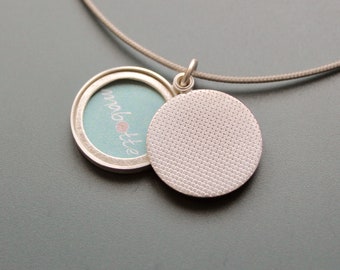 sterling silver photo locket with check pattern