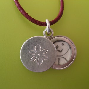 small sterling silver locket for two pictures with dainty flower image 3