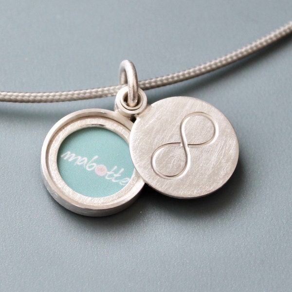 minimalist infinity locket for one picture in sterling silver