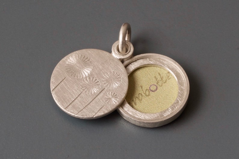 dandelion locket for a small picture handmade round photo locket with delicate dandelions