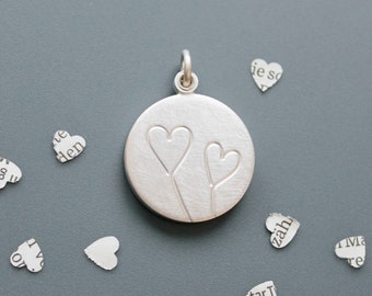 Romantic modern love locket in sterling silver