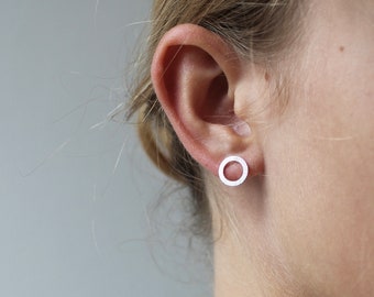 Beautiful ear studs sterling silver with hammered surface